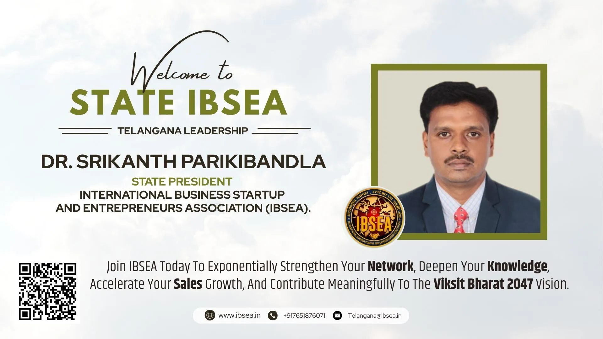 Dr. Srikanth Parikibandla Has Been Appointed As State President  For IBSEA Telangana State.